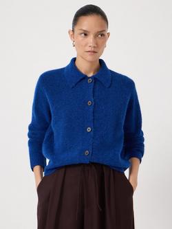 HUSH Cedar Collar Detail Wool Rich Cardigan, Deep Blue