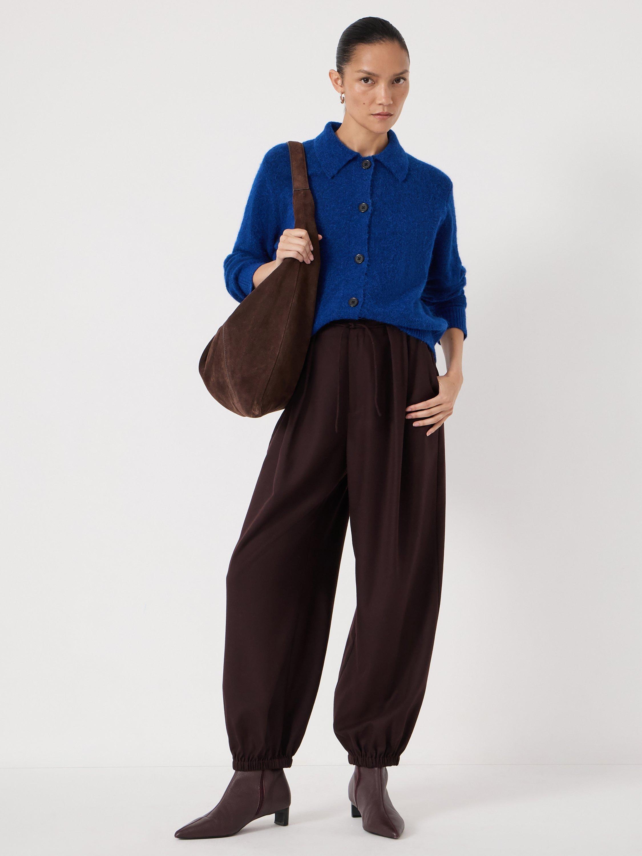 Product image 2 of 5, which shows HUSH Cedar Collar Detail Wool Rich Cardigan, Deep Blue, L-XL