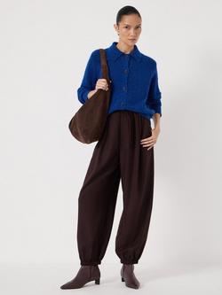 HUSH Cedar Collar Detail Wool Rich Cardigan - view 2, Deep Blue