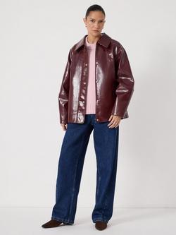 HUSH Darcey High Shine Jacket, Oxblood Red - view 2, Oxblood Red