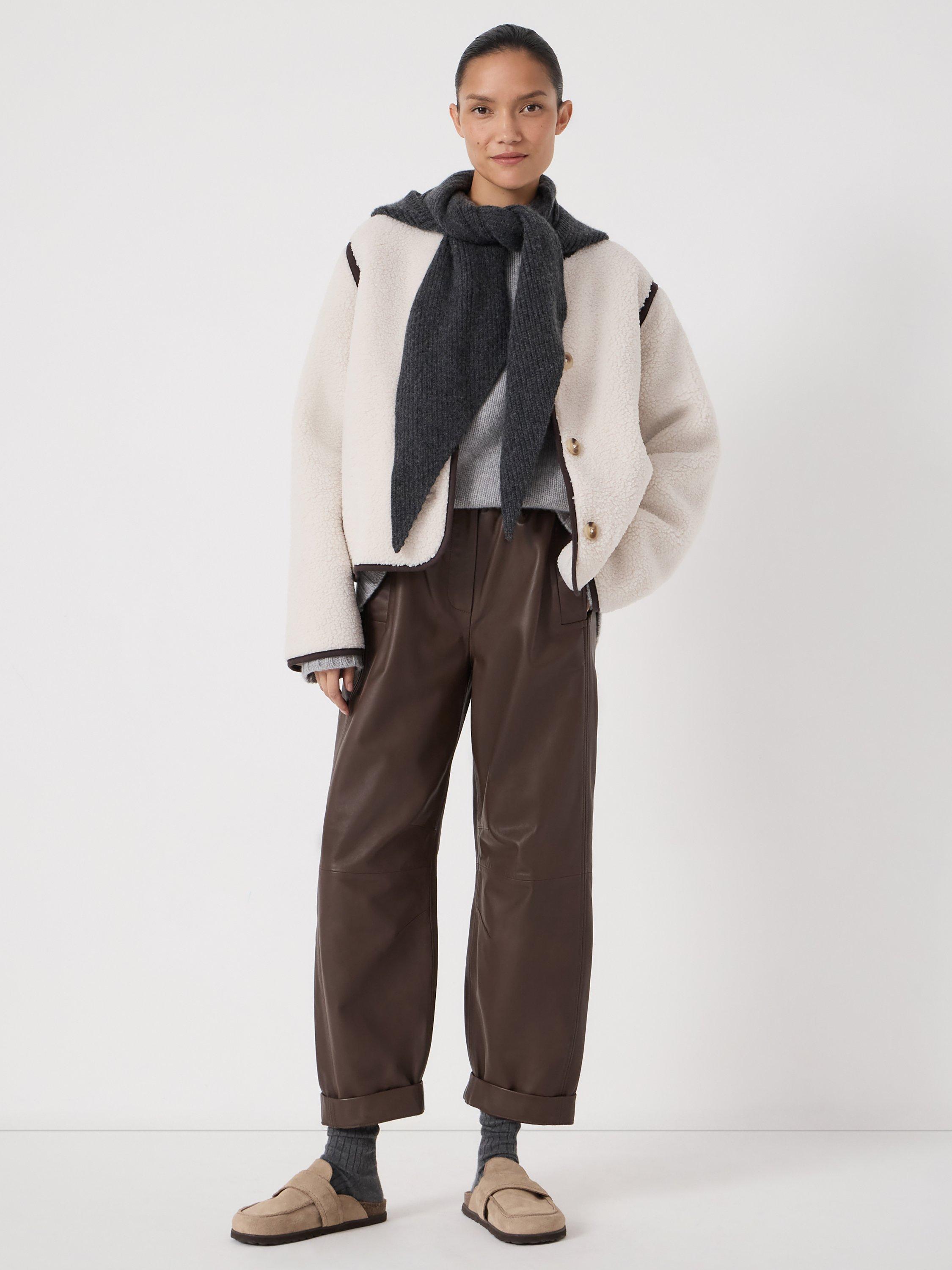 Product image 3 of 5, which shows HUSH Alina Contrast Trim Boucle Jacket, Stone White, L-XL
