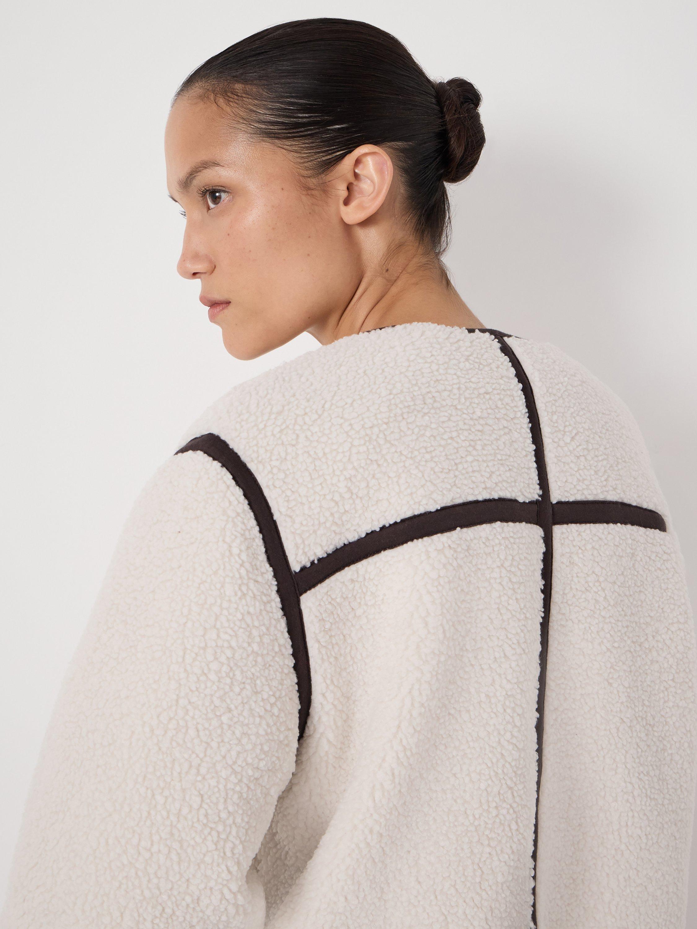Product image 5 of 5, which shows HUSH Alina Contrast Trim Boucle Jacket, Stone White, L-XL