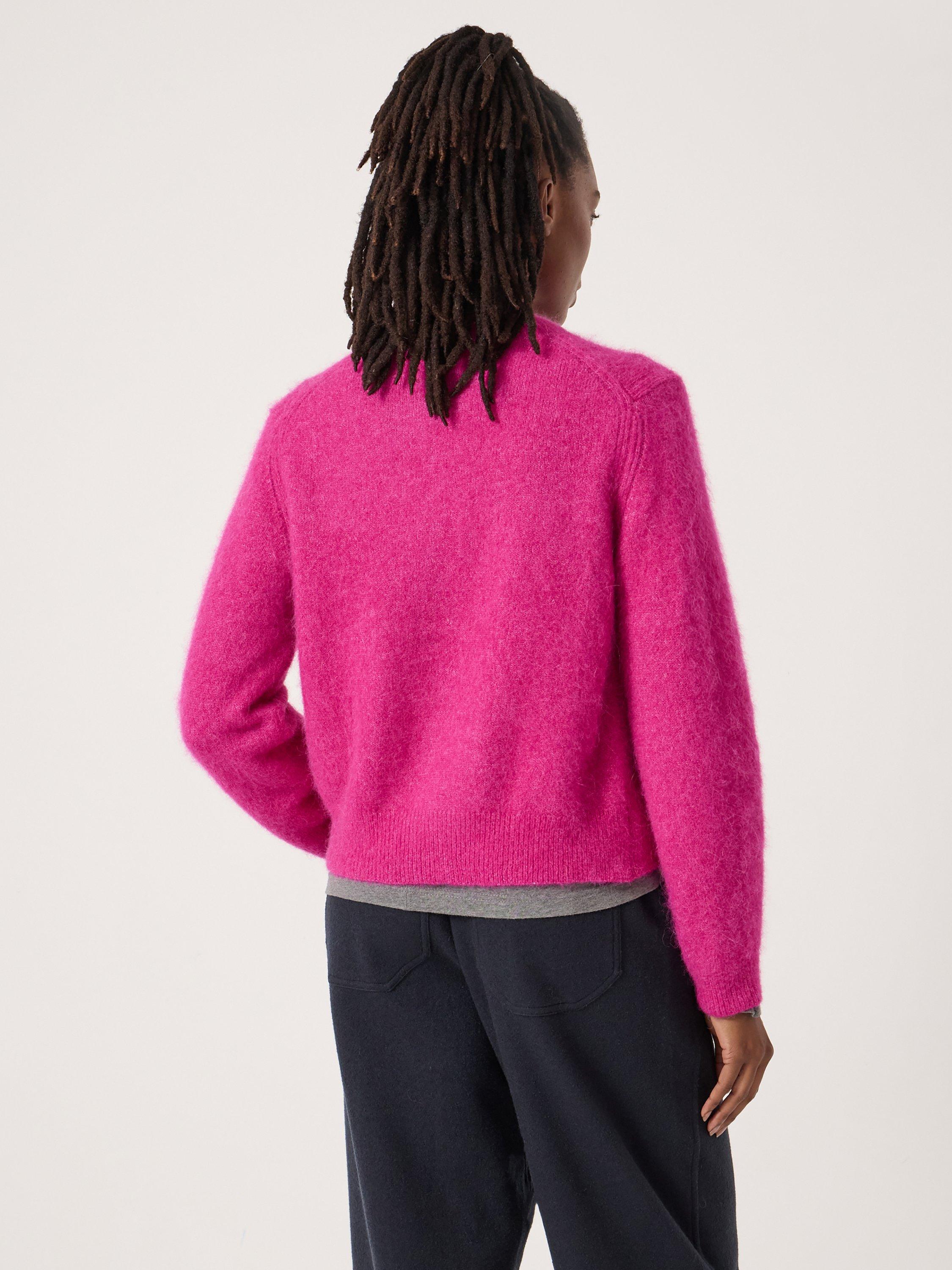 Product image 5 of 5, which shows HUSH Perrin Wool Blend Cardigan, Magenta Pink, L-XL