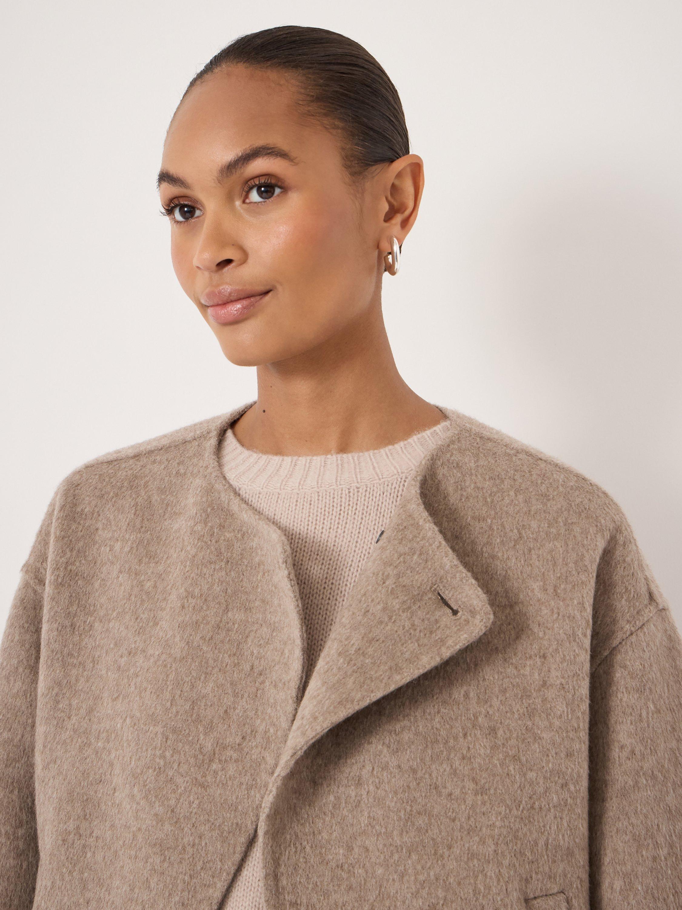 Product image 6 of 6, which shows HUSH Collarless Pure Wool Jacket, Oatmeal Marl, L-XL