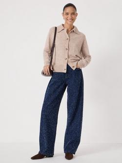 HUSH Cedar Collar Detail Wool Rich Cardigan - view 2, Oatmeal