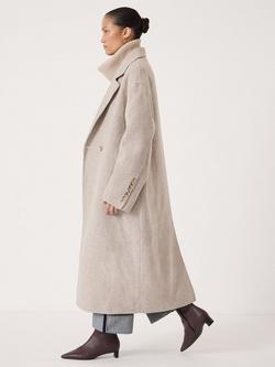 HUSH Mili Wool Double Faced Checked Coat - view 2, Oatmeal Grey