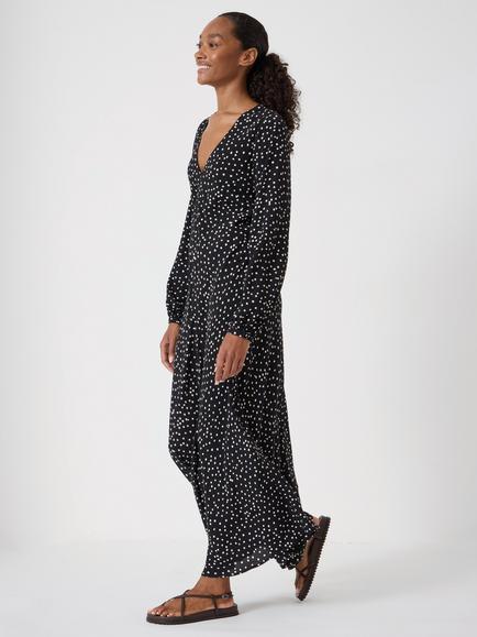 HUSH Grace V-Neck Long Sleeve Polka Dot Dress - view 2, Black/White
