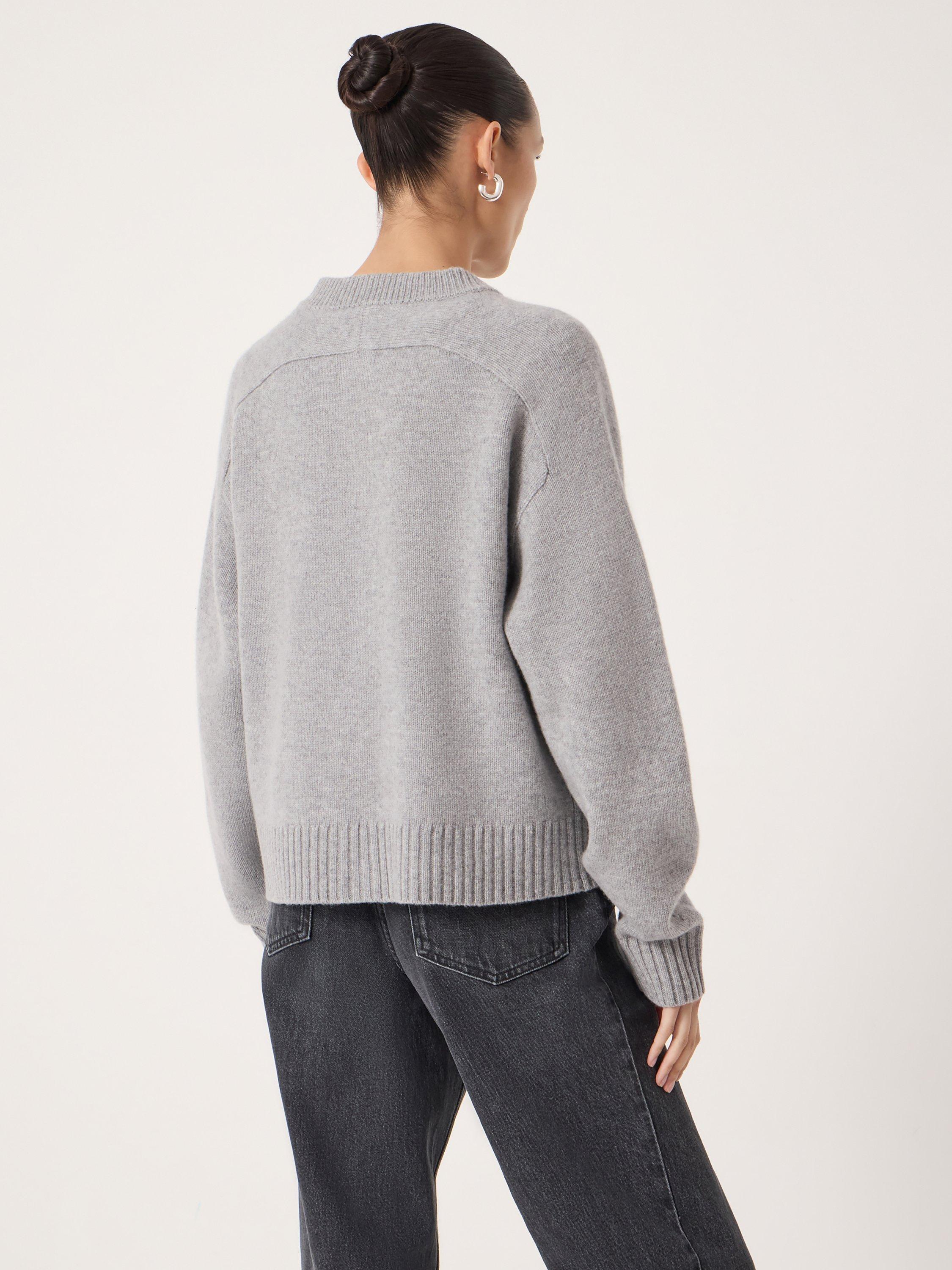 Product image 3 of 5, which shows HUSH Soph Pure Wool Cardigan, Mid Grey Marl, L-XL