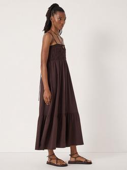 HUSH Leni Shirred Linen Beach Dress - view 2, Dark Brown