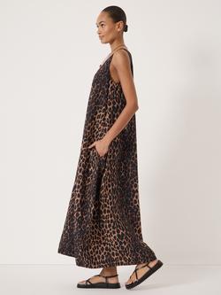 HUSH Liddie Leopard Print Air Flow Dress containing LENZING™ ECOVERO™ Viscose, Brown/Multi - view 2, Brown/Multi