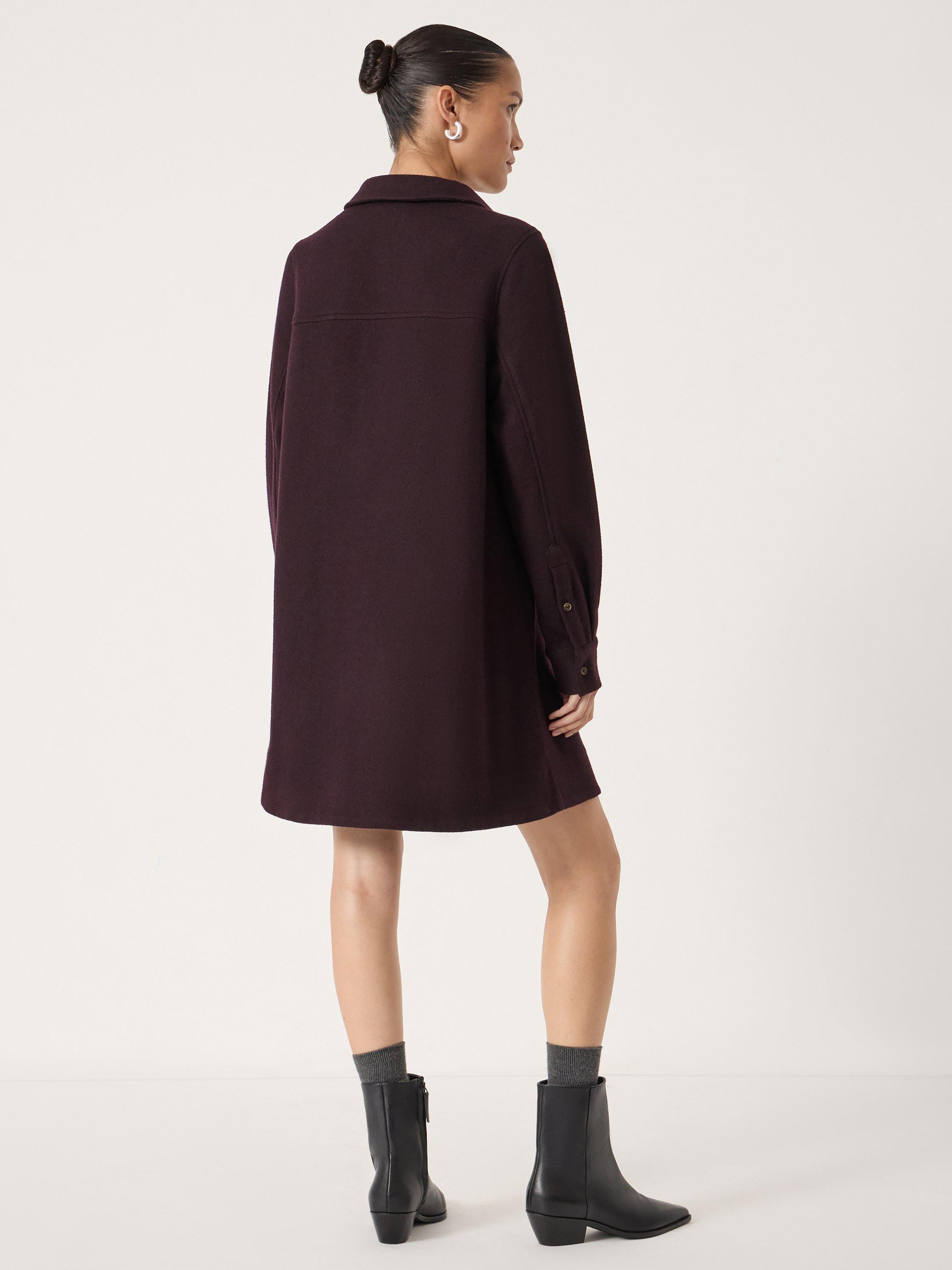 Product image 3 of 5, which shows HUSH Maeve Polo Boiled Wool Dress, Plum Purple, L