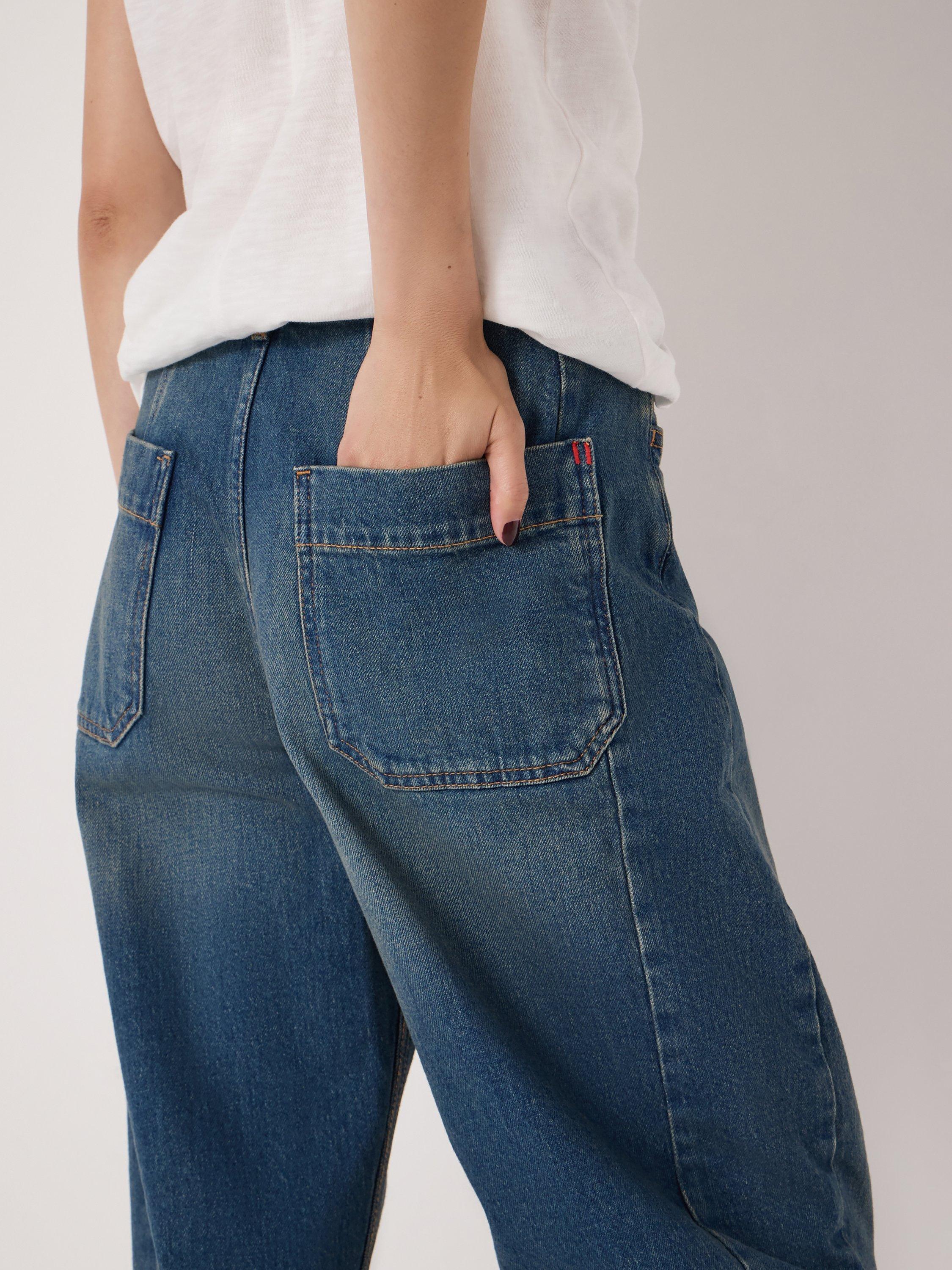 Product image 6 of 6, which shows HUSH Cordelia Barrel Leg Jeans, Green Blue, 10R