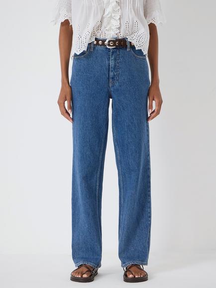 HUSH Ezri Column Leg Jeans, Mid Blue