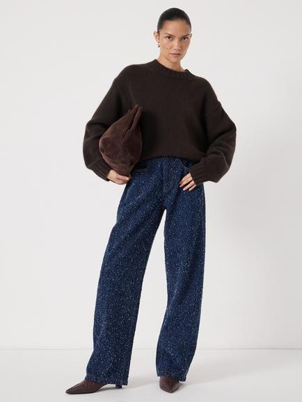 HUSH Saskia Textured Straight Leg Jeans, Rinse Wash - view 2, Rinse Wash