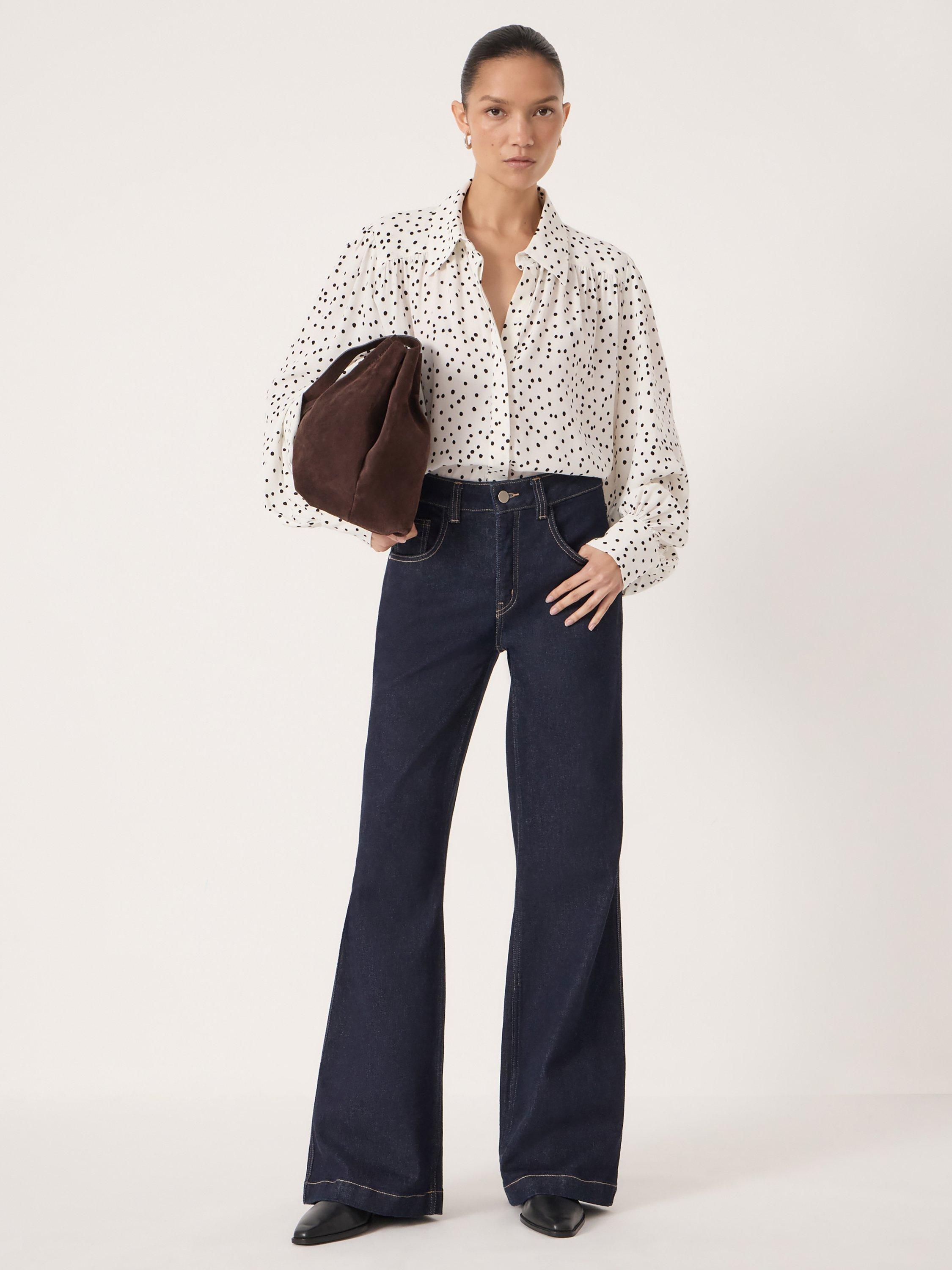 Product image 2 of 4, which shows HUSH Sigrid Shirt, White/Black, L-XL