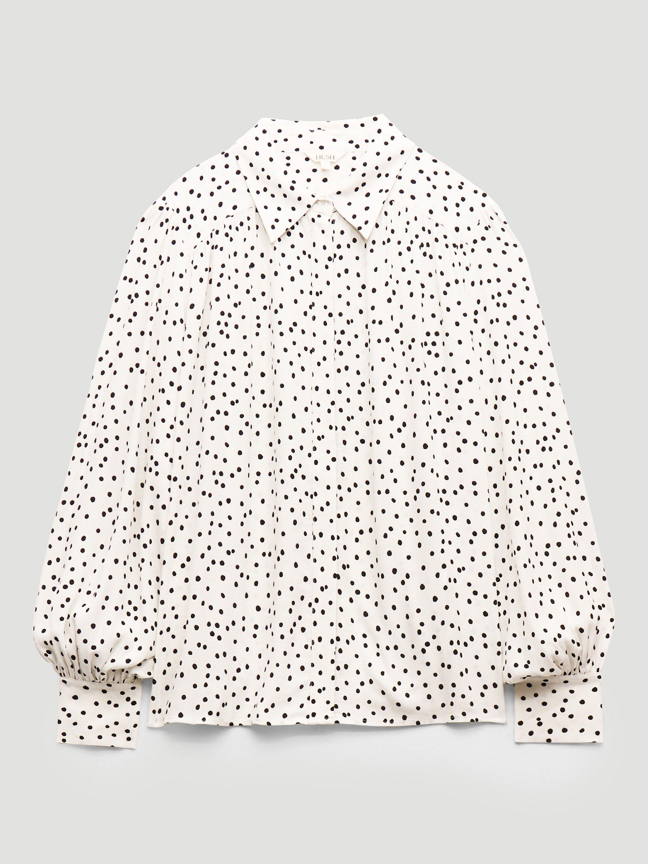 Product image 4 of 4, which shows HUSH Sigrid Shirt, White/Black, L-XL