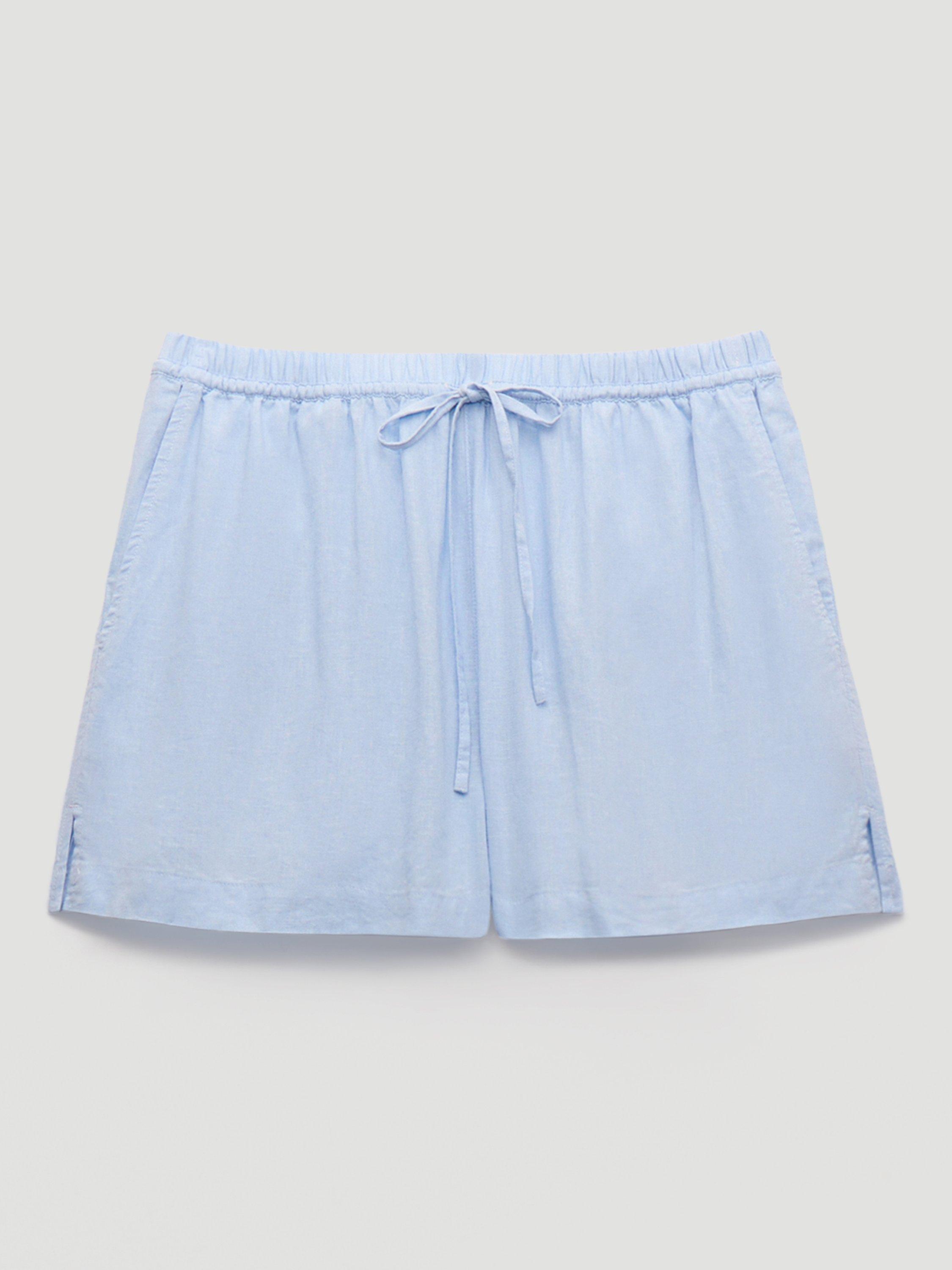 Product image 4 of 5, which shows HUSH Ernie Gathered Linen Beach Shorts, Pale Blue, L-XL