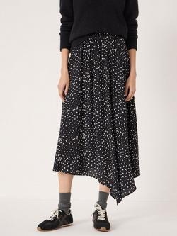 HUSH Cesca Polka Dot Asymmetric Skirt, Black/White, Black/White