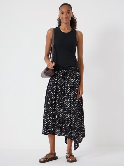 HUSH Cesca Polka Dot Asymmetric Skirt, Black/White - view 2, Black/White