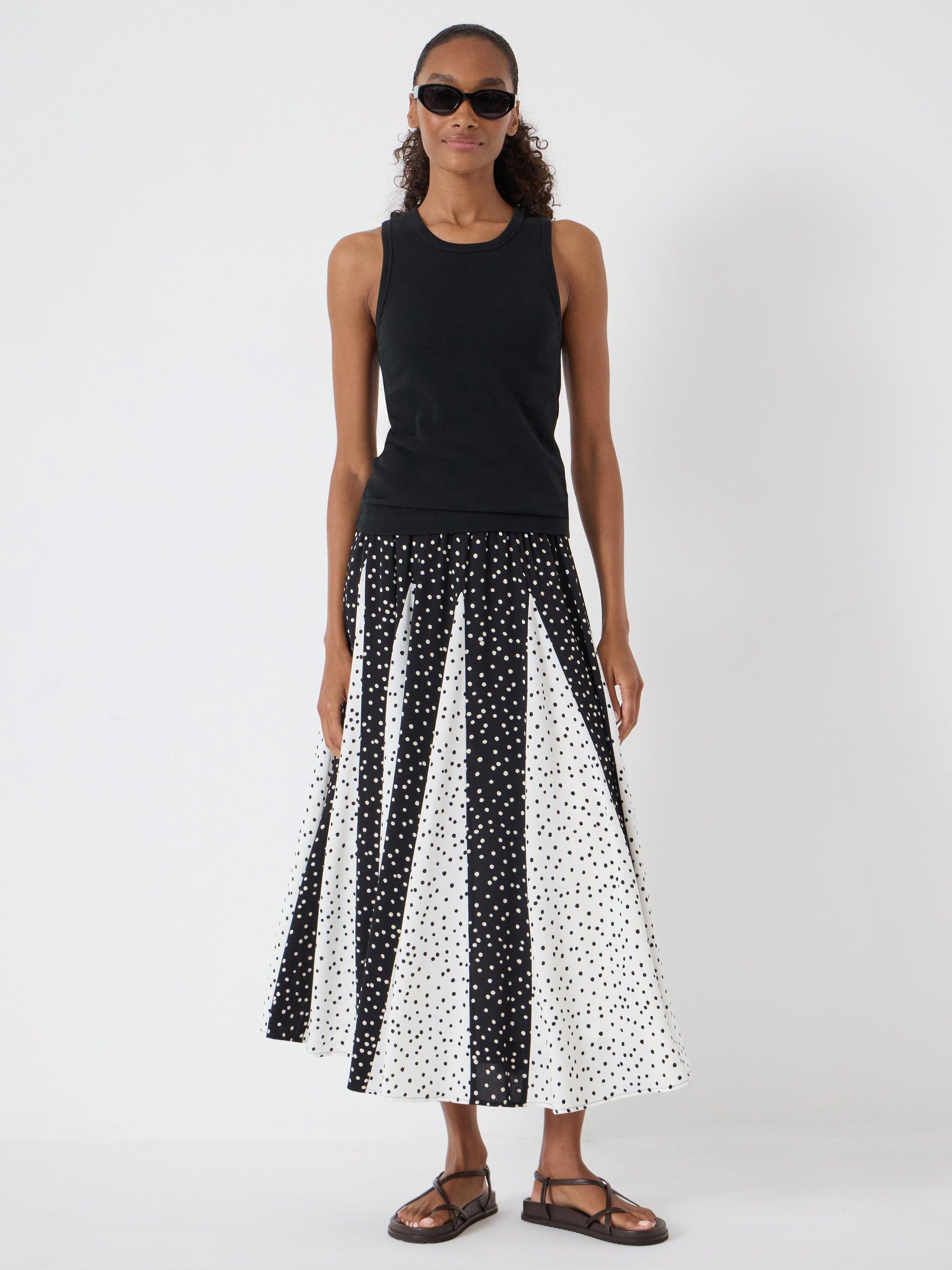 HUSH Oti Polka Dot Godet Midi Skirt