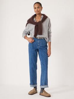 HUSH Cameron Collared Pure Cashmere Jumper, Light Grey Marl - view 2, Light Grey Marl