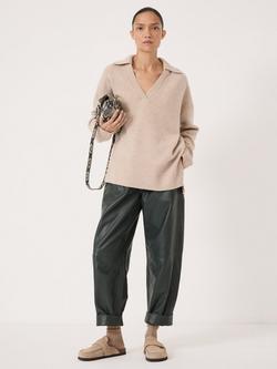 HUSH Carys Collared Pure Wool Jumper, Stone White - view 2, Stone White