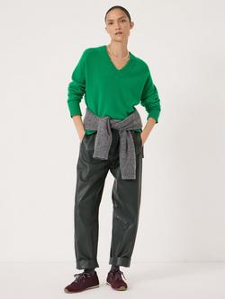 HUSH Colette V-Neck Cashmere Rich Jumper, Bright Green