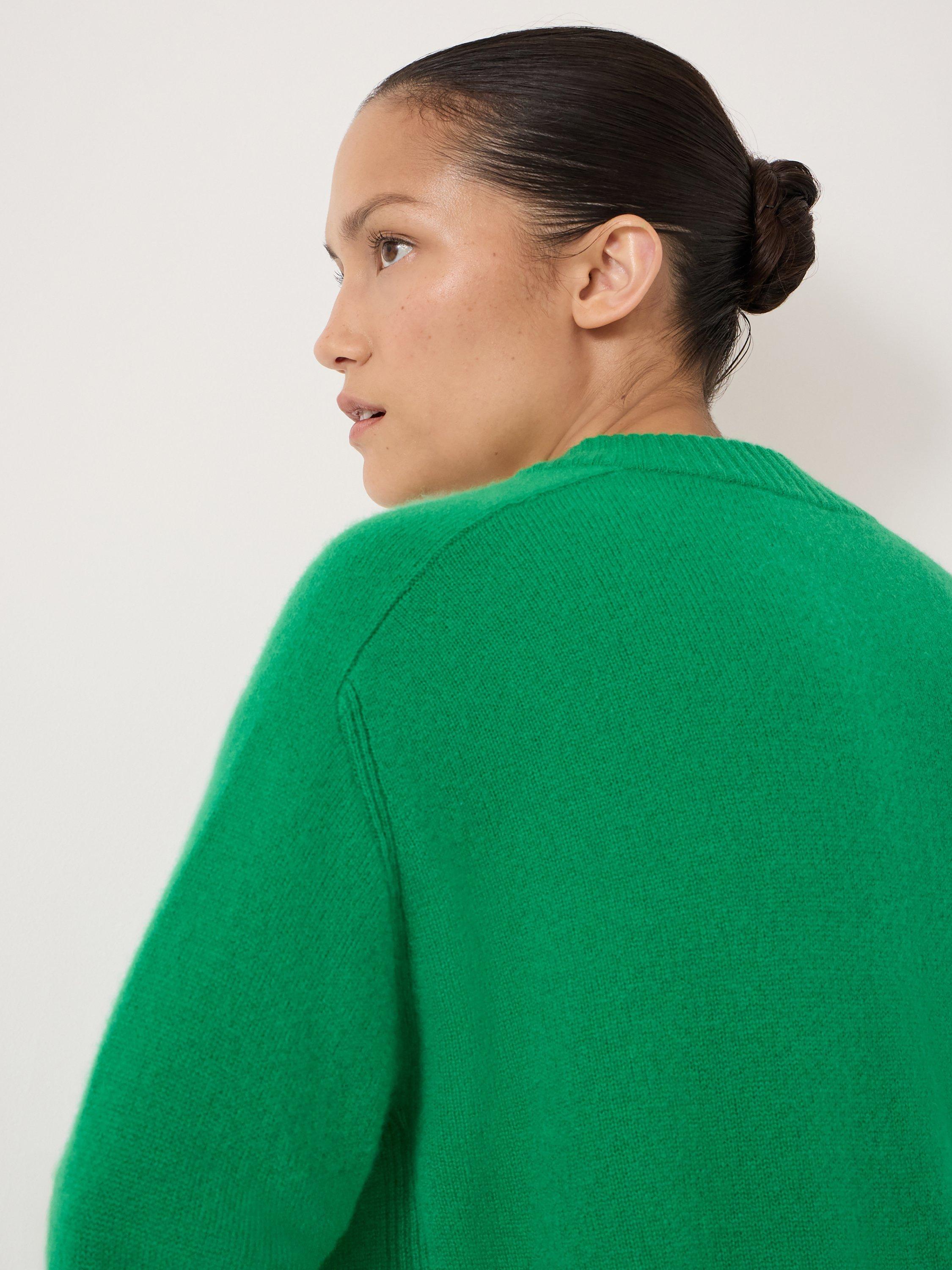 Product image 5 of 5, which shows HUSH Colette V-Neck Cashmere Rich Jumper, Bright Green, L-XL