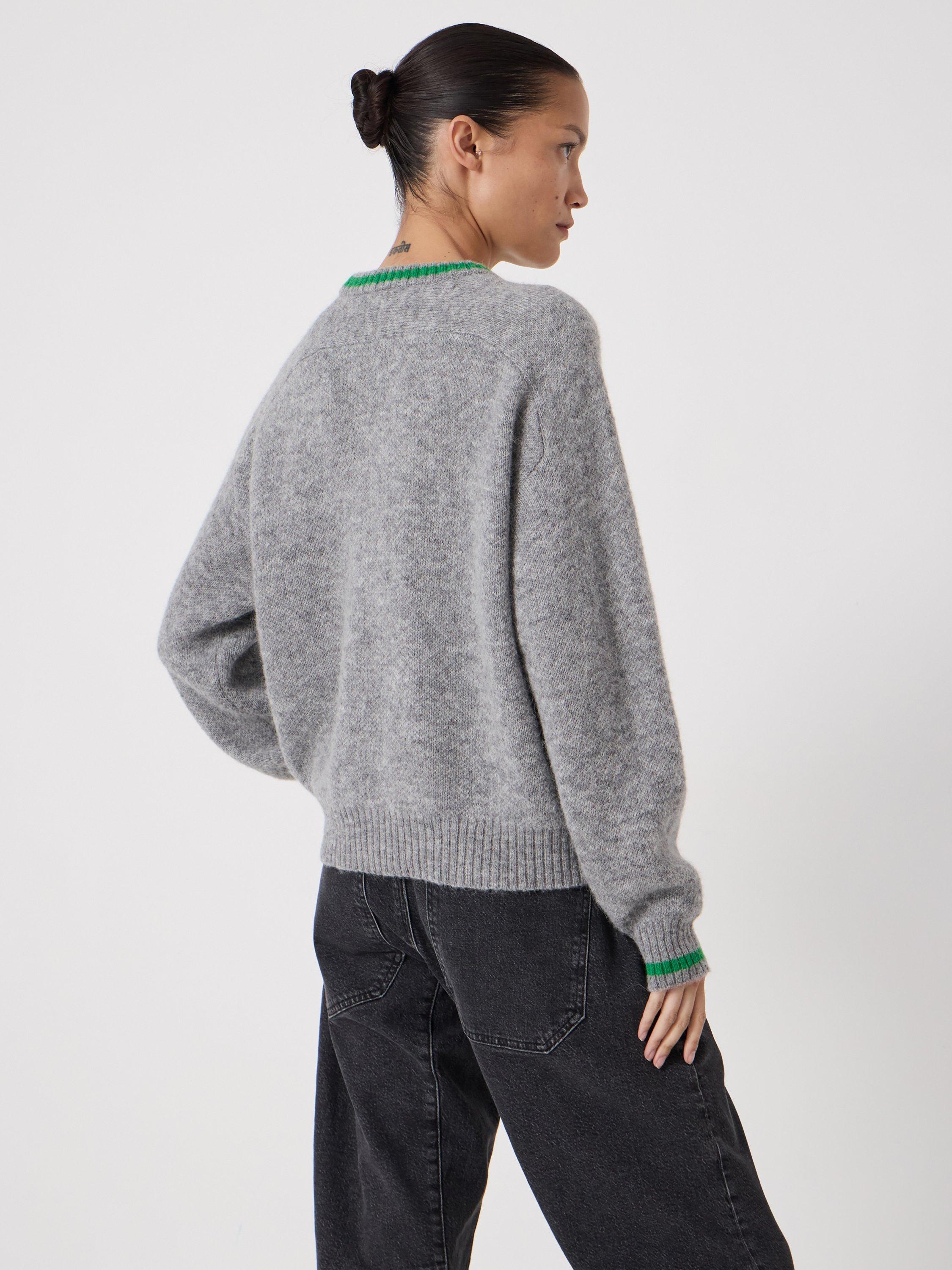 Product image 3 of 5, which shows HUSH Ellis Off Piste Knit Jumper with Wool, Mid Grey Marl, L-XL