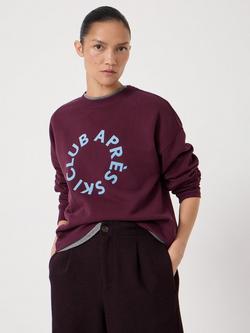 HUSH Après Ski Club Graphic Sweatshirt, Dark Wine Red