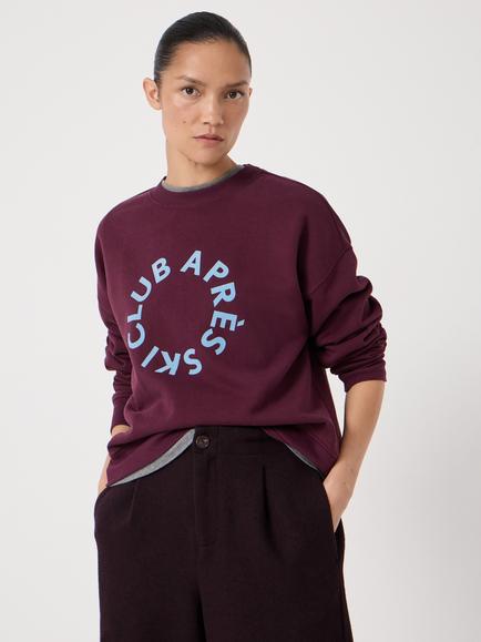 HUSH Après Ski Club Graphic Sweatshirt, Dark Wine Red