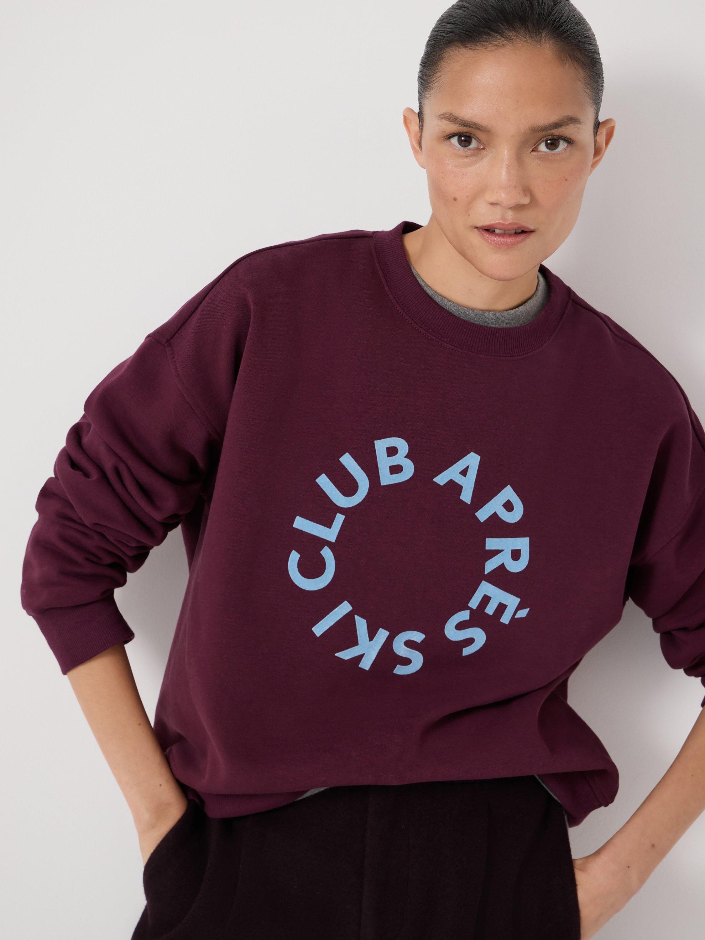 Product image 5 of 5, which shows HUSH Après Ski Club Graphic Sweatshirt, Dark Wine Red, L-XL