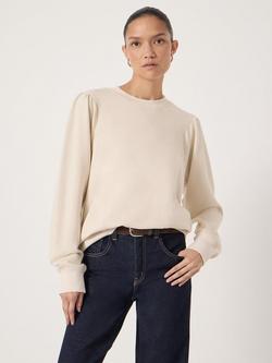 HUSH Marlowe Puff Sleeve Cotton Sweatshirt, Stone White