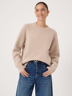 HUSH Mira Merino Wool Detachable Roll Neck Jumper, Stone White