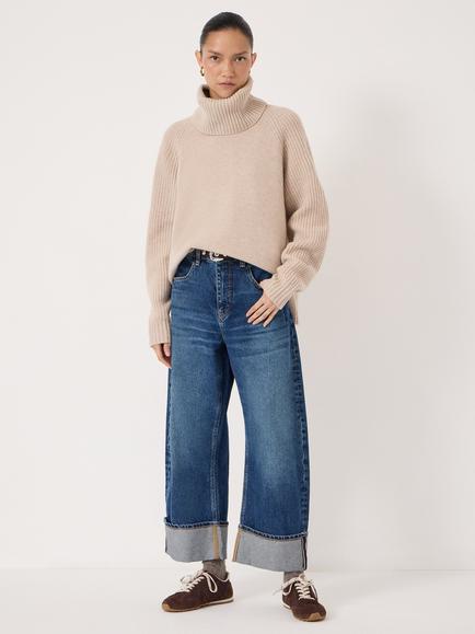 HUSH Mira Merino Wool Detachable Roll Neck Jumper - view 2, Stone White