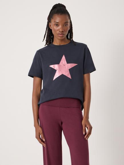 HUSH Bea Graphic Star T-Shirt, Navy Blue, Navy Blue