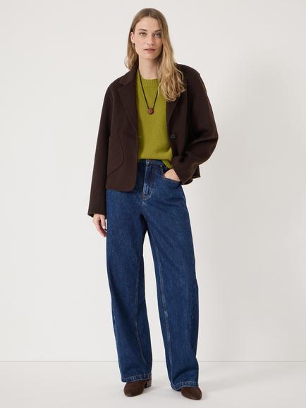 HUSH Chunky Short Sleeve Pure Cashmere Top, Red - view 2, Green Olive