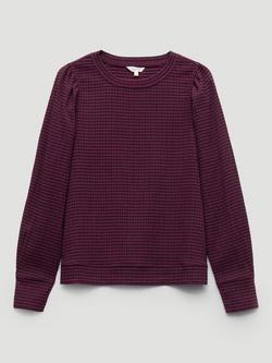 HUSH Emily Puff Sleeve Gingham Top, Wine Red, Wine Red