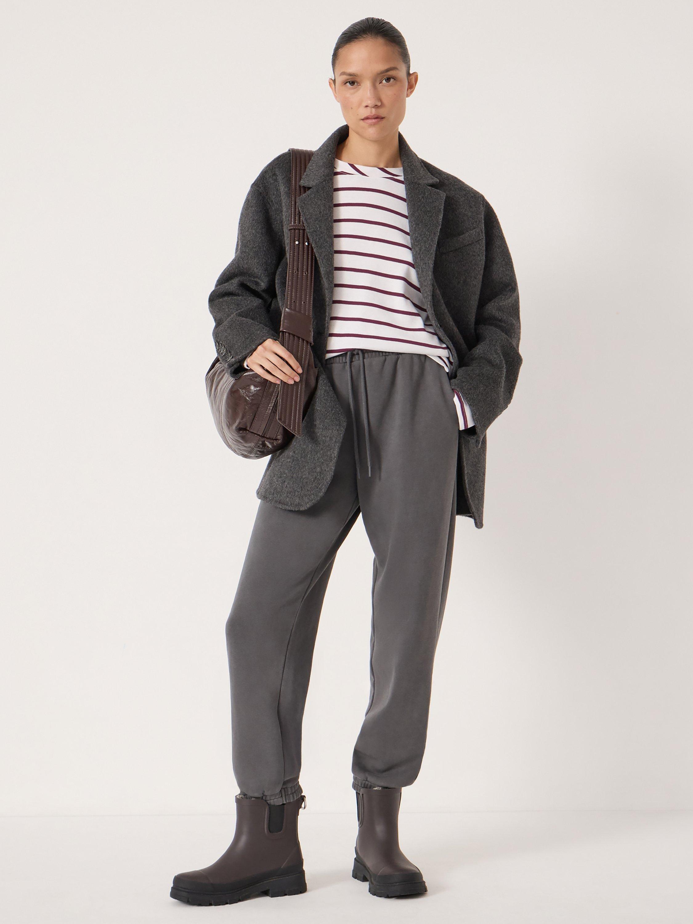 Product image 2 of 5, which shows HUSH Matilda Raglan Stripe Top, Wine Red/White, L-XL