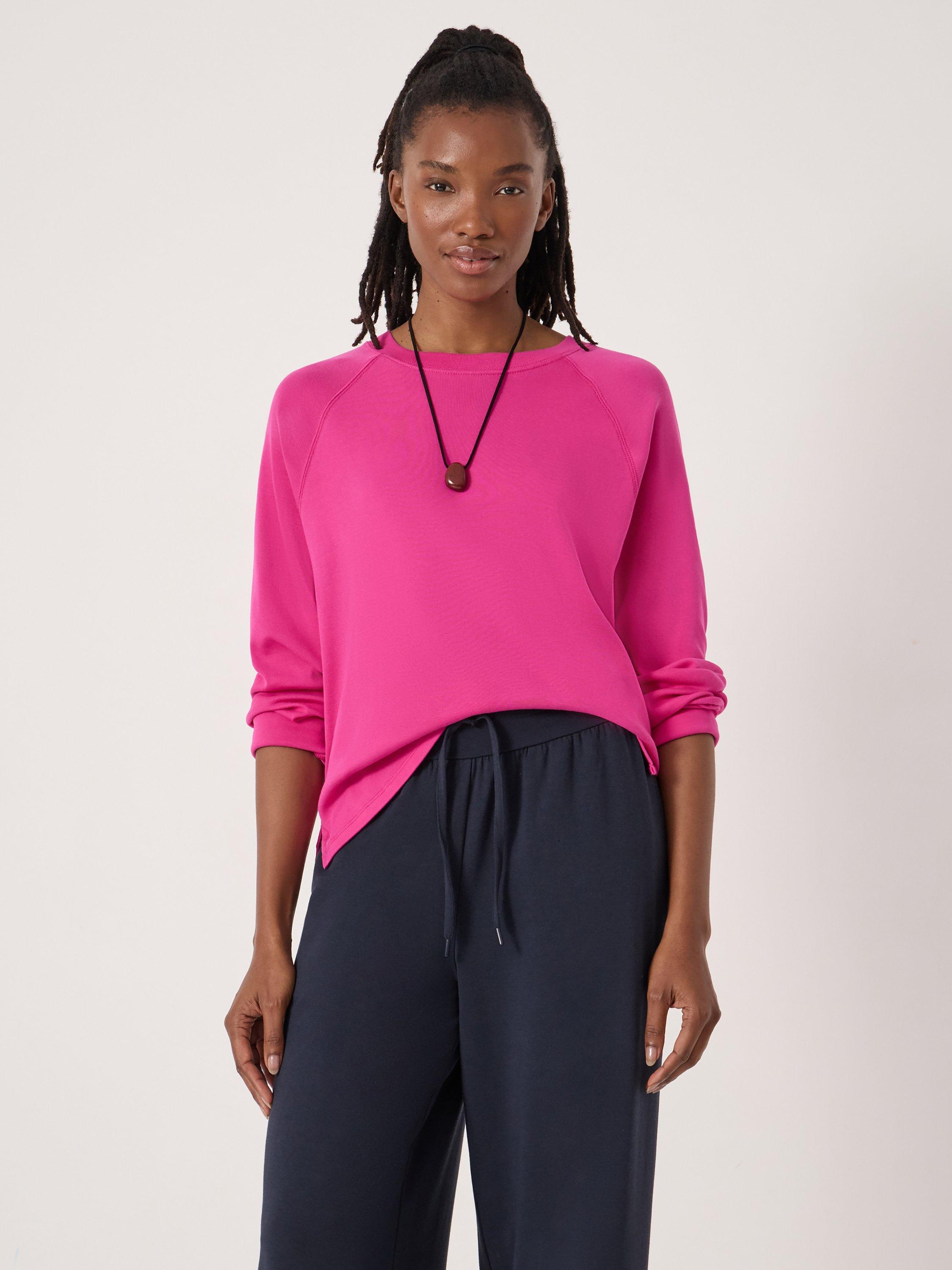 Product image 1 of 5, which shows HUSH Matilda Raglan Top, Magenta Pink, XS-S