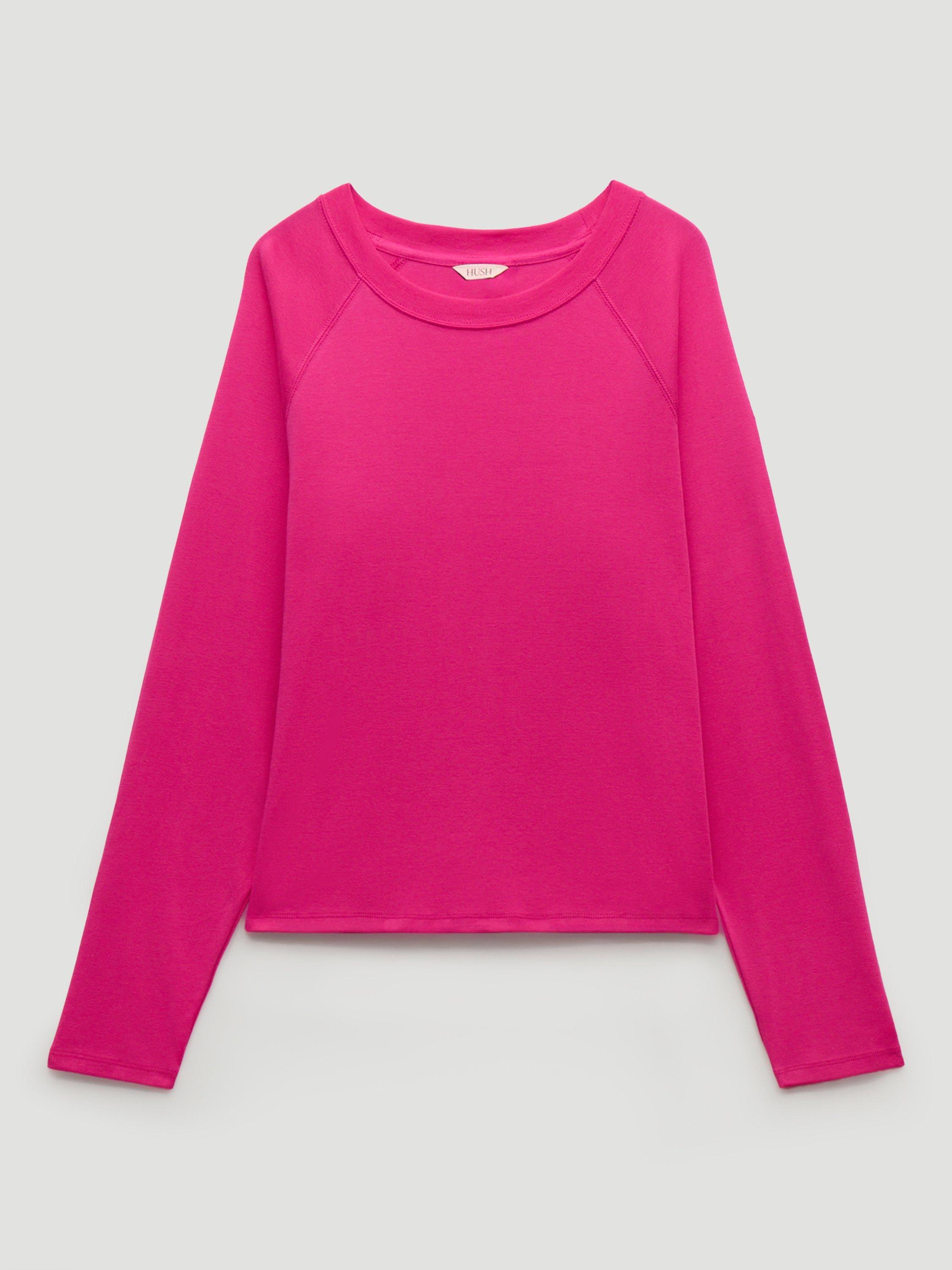 Product image 4 of 5, which shows HUSH Matilda Raglan Top, Magenta Pink, XS-S