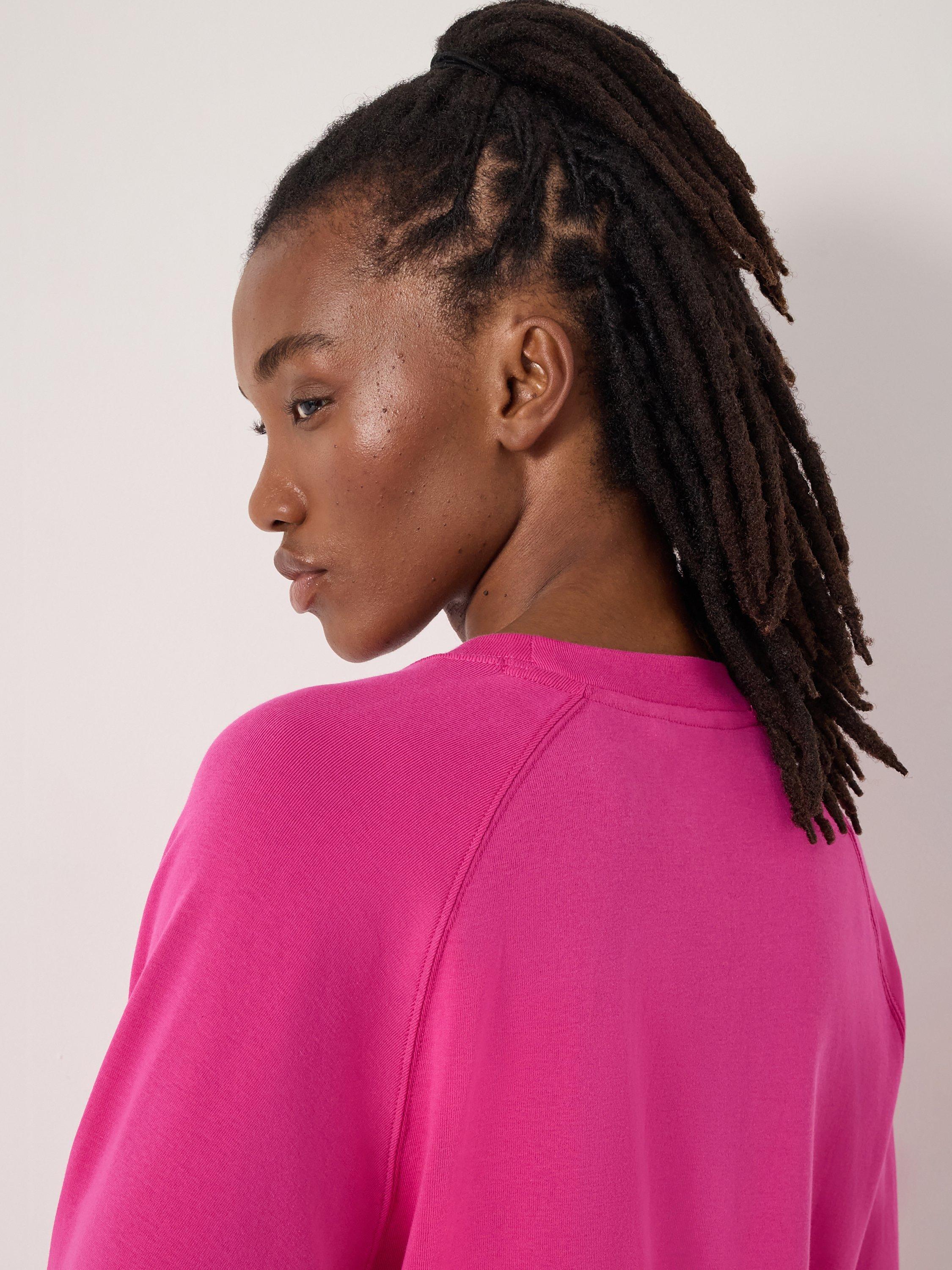 Product image 5 of 5, which shows HUSH Matilda Raglan Top, Magenta Pink, XS-S