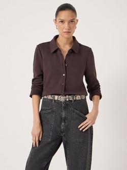 HUSH Noa Button A-Line Polo Top, Plum Purple