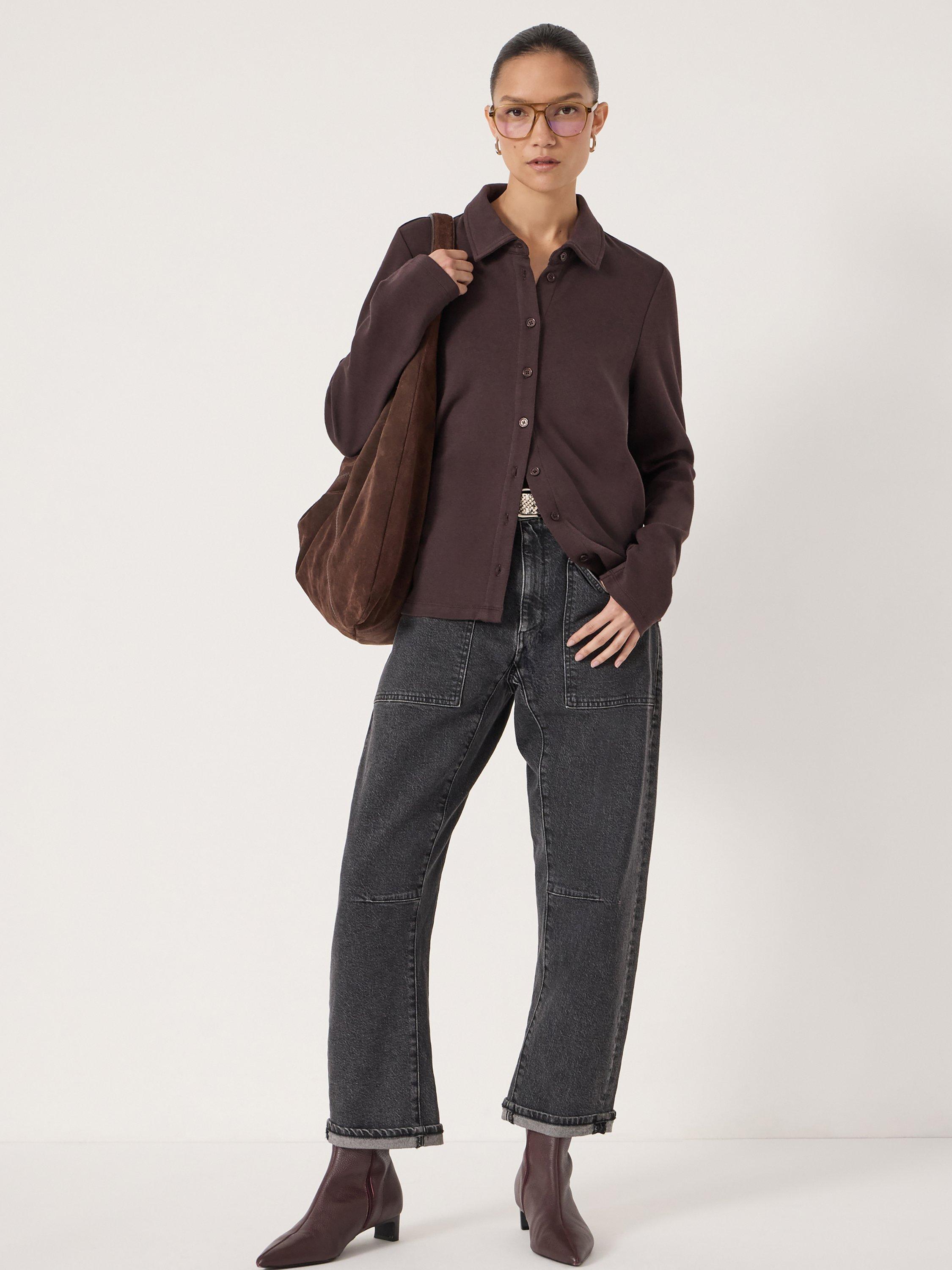Product image 2 of 6, which shows HUSH Noa Button A-Line Polo Top, Plum Purple, L