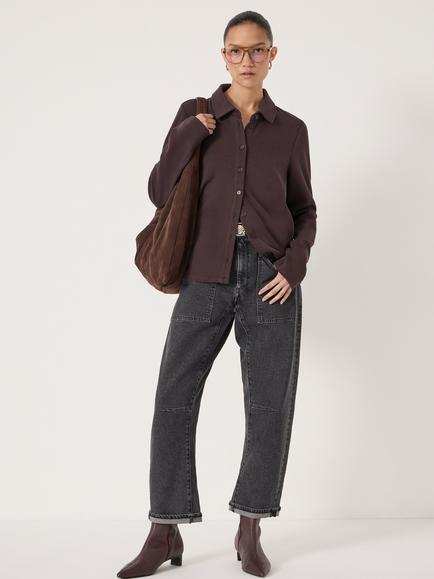 HUSH Noa Long Sleeve Polo Top - view 2, Plum Purple