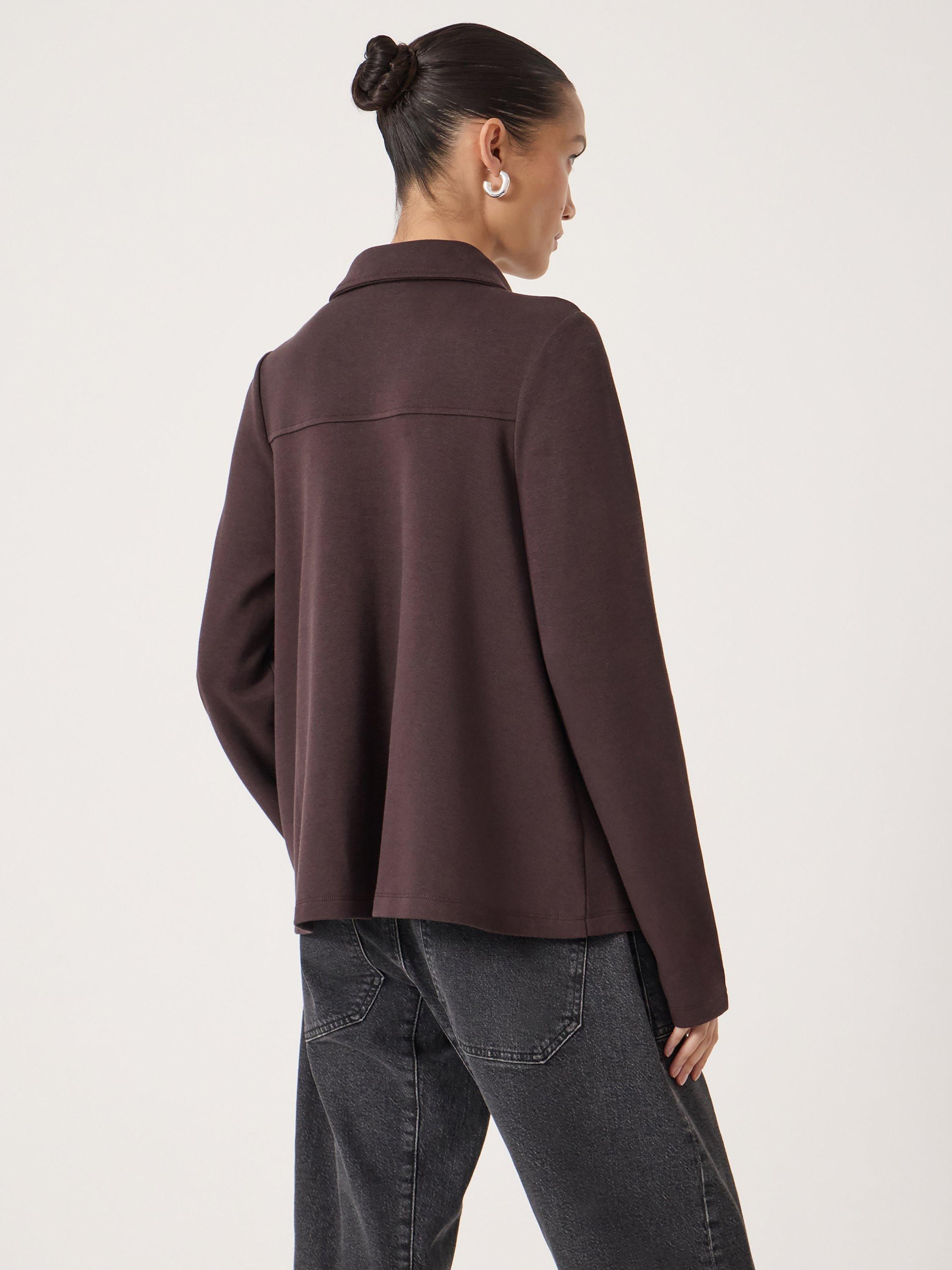 Product image 3 of 6, which shows HUSH Noa Button A-Line Polo Top, Plum Purple, L