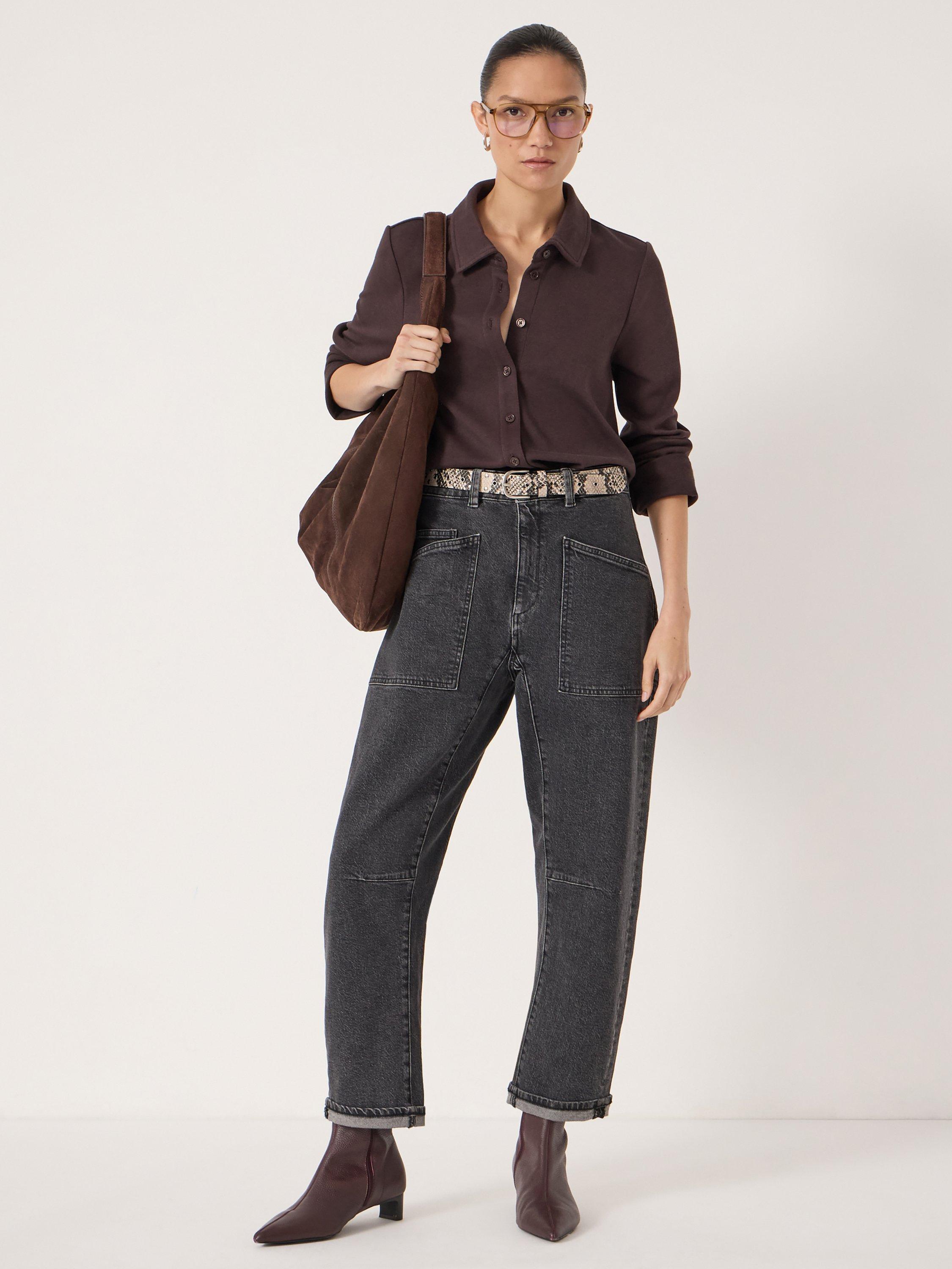 Product image 5 of 6, which shows HUSH Noa Button A-Line Polo Top, Plum Purple, L