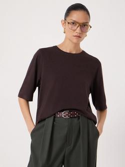 HUSH Reece Drape T-Shirt, Chocolate Brown, Chocolate Brown