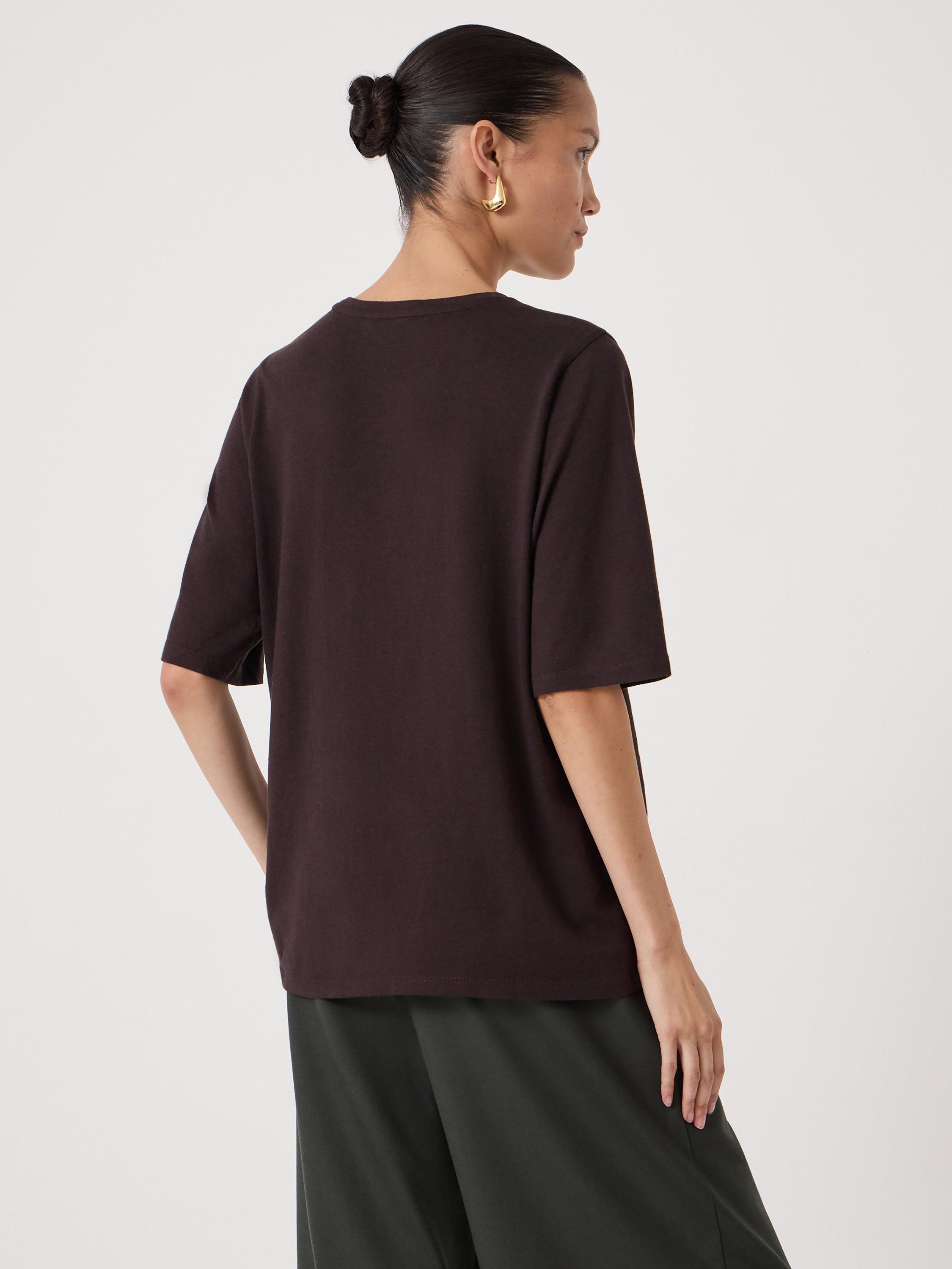 Product image 3 of 6, which shows HUSH Reece Drape T-Shirt, Chocolate Brown, L-XL