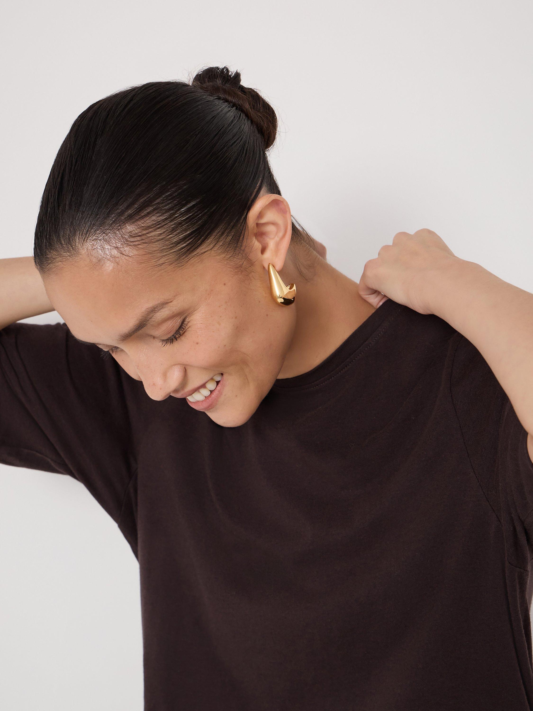 Product image 5 of 6, which shows HUSH Reece Drape T-Shirt, Chocolate Brown, L-XL